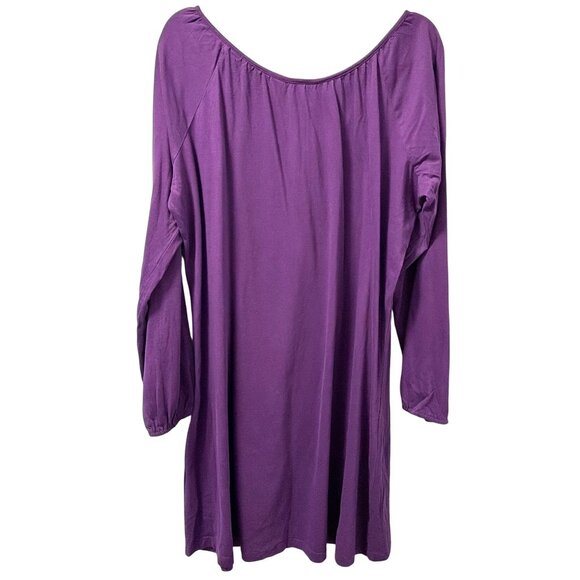 Take Two Clothing Co. Purple Boho Tunic Dress Long Sleeve With Embroidery Sz 18 - Picture 6 of 11
